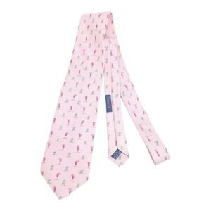 J McLaughlin 100%  Silk  Pink Cocktails And Pineapples Motif Tie